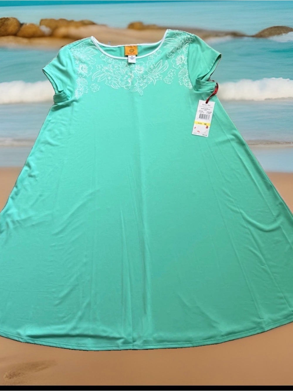 Ruby Rd. women’s size M short-sleeve tropical floral puff print shift dress. NWT